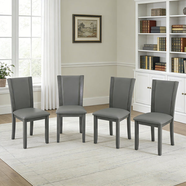 English Elm Dining Chairs Set of 4 Rubberwood Frame with Padded Faux Leather Ergonomic Seats Gray W1998P248088