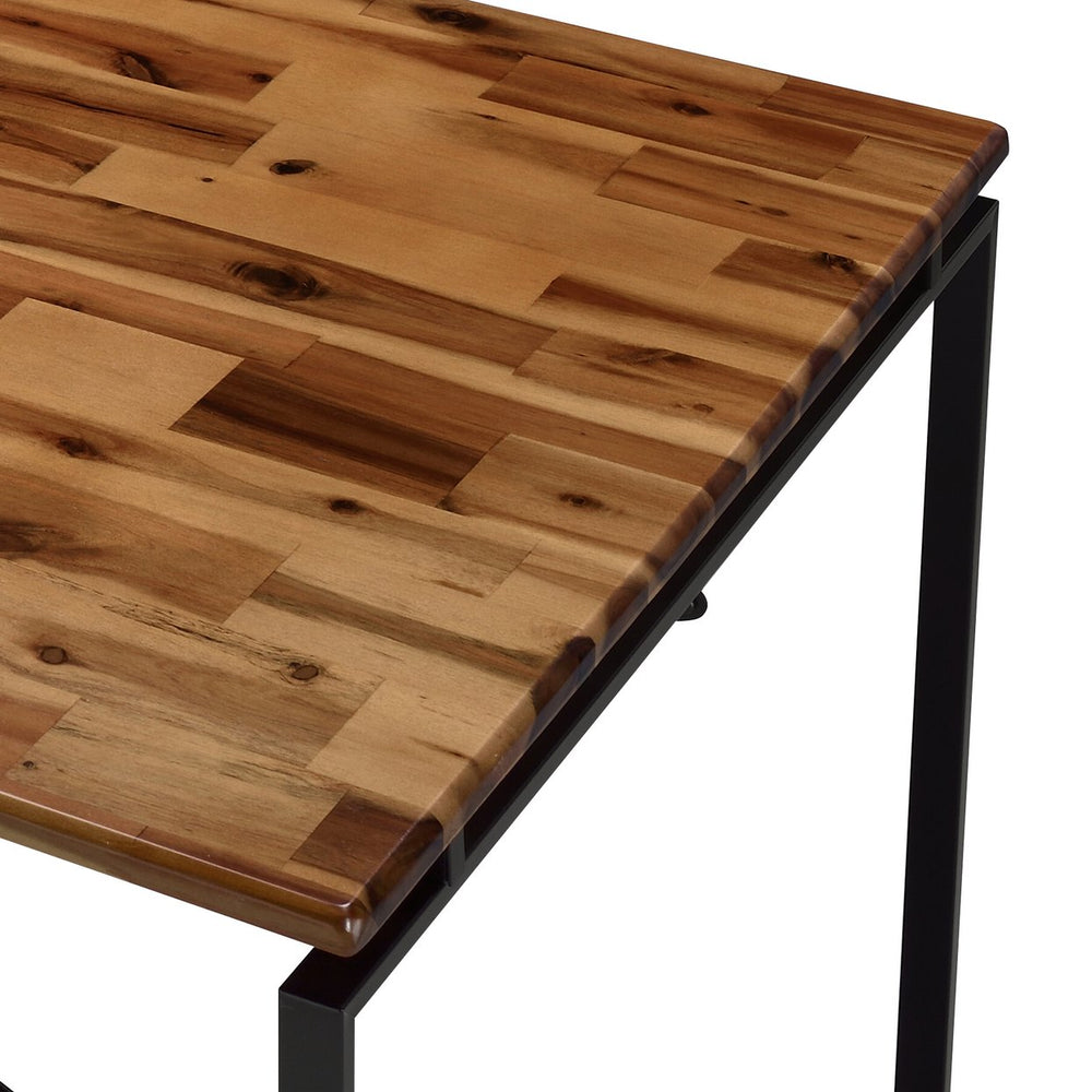 English Elm Oak Dining Table With Black Metal Sled Base - Stylish, Durable, And Perfect For Modern Spaces! B062P209311