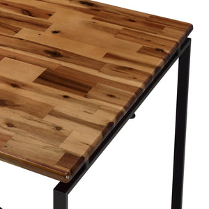 English Elm Oak Dining Table With Black Metal Sled Base - Stylish, Durable, And Perfect For Modern Spaces! B062P209311