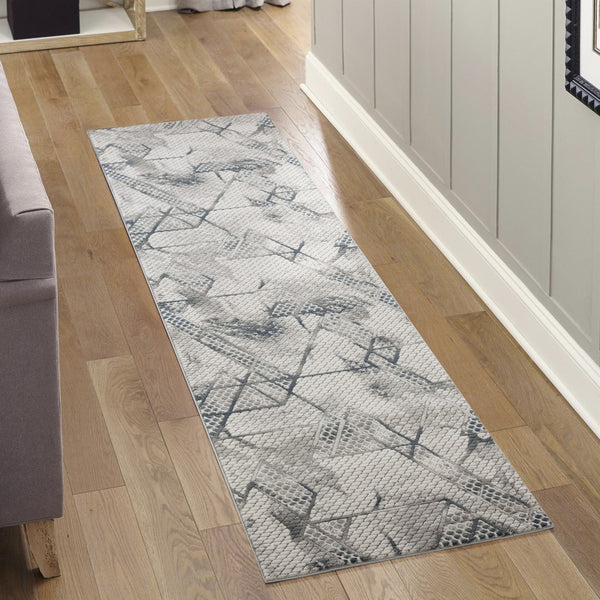 English Elm Geometrix Gray Area Rug - Contemporary 2'7" X 9'10" Design, Soft Polyester, Pet-Friendly, Stylish Decor B186P316824