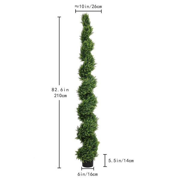 English Elm 7ft Spiral Cypress Faux Tree Potted Dual Tone Foliage for Entryway Patio Decor W2945P379249