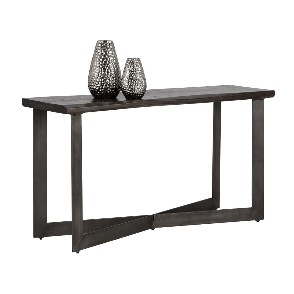 Sunpan MARLEY Console Table - Rustic Acacia Top with Industrial Steel Base for Entryways & Living Spaces 102271