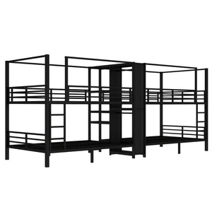 English Elm Full Size Quadruple Metal Bunk Bed With Storage & Wardrobe - Sturdy Design For Space-Saving Comfort W1580S00155