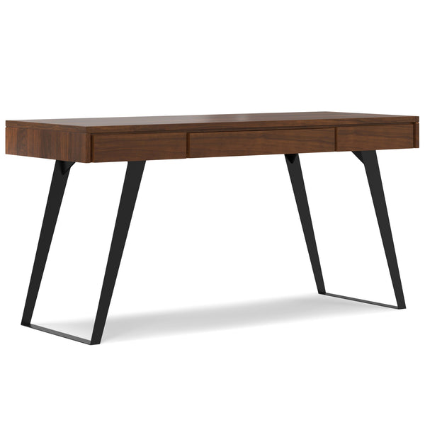 English Elm Lowry Walnut Desk with Metal Legs, Handfinished Solid Walnut Veneer, Flip-Out Keyboard Tray, 54" B136P283766