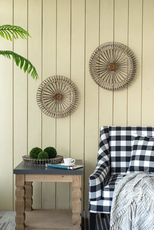 English Elm Set of 3 Jennings Metal Discs Decorative Wall Shields with Floral Medallion Center for Mantel Decor W2078P318076