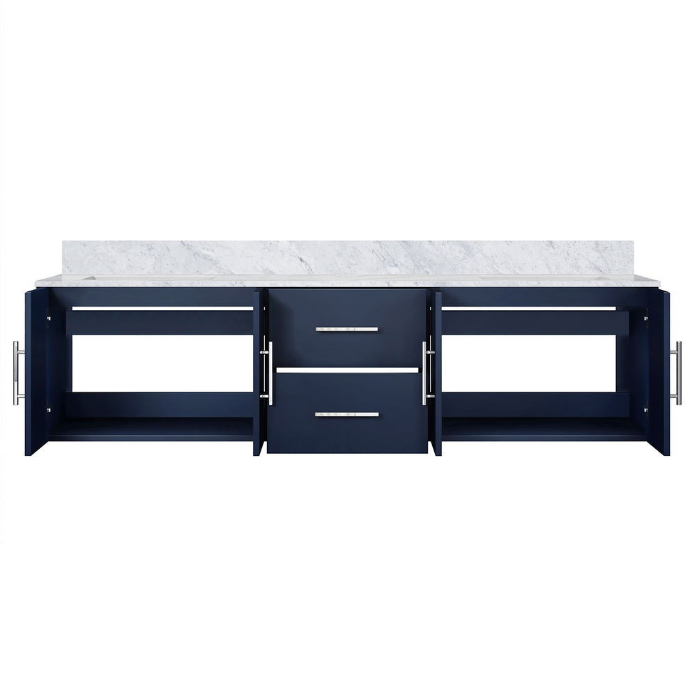 English Elm Navy Double Bath Vanity 72"W x 22"D with Carrara Marble Top, Solid Wood, Soft-Close Storage, Scratch-Resistant Counter B2731P258516