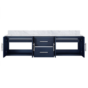 English Elm Navy Double Bath Vanity 72"W x 22"D with Carrara Marble Top, Solid Wood, Soft-Close Storage, Scratch-Resistant Counter B2731P258516