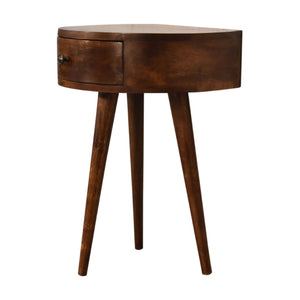 English Elm Solid Wood Chestnut Semi-Circle Nightstand With 1 Drawer, Nordic Legs - Perfect For Modern Spaces! B182P280771-GIGA