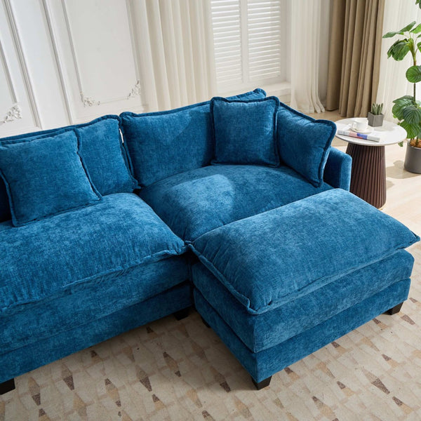 English Elm Cloud Modular Two Seat Sofa Chenille Upholstered Cushioned Couch for Apartment Living Blue W1143P378634