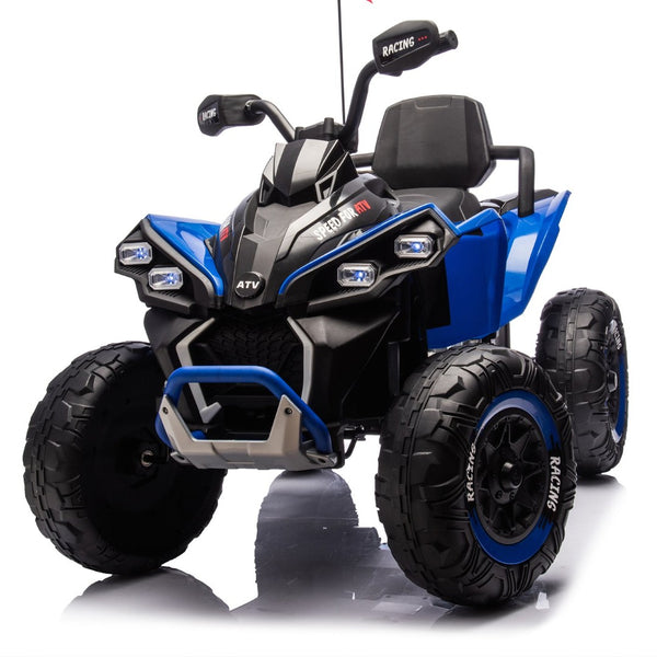 English Elm 24v Kids Electric Atv Xxxl Off-road Ride on with Remote Parental Control and Bluetooth Blue W1578P228313