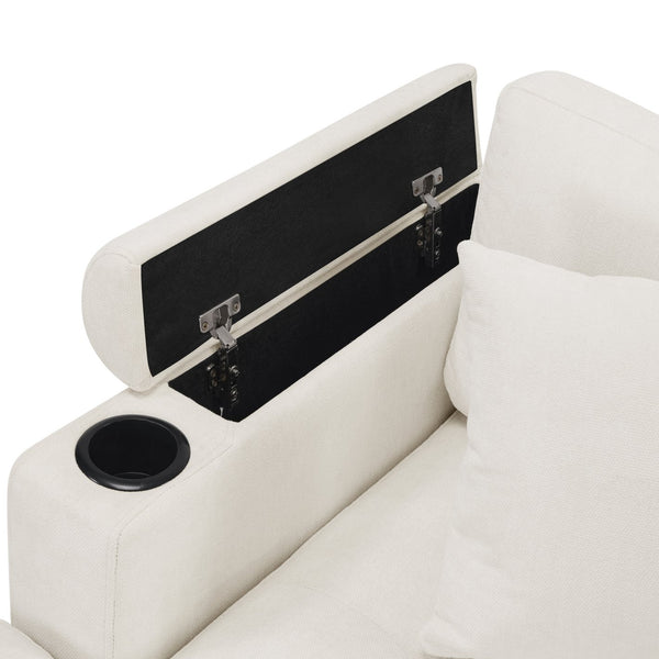 English Elm Modern U-shaped Sectional Sofa 115.7" Corner Couch with Chaise, Chenille Tufted Cushions, USB Ports and Storage Beige N719S002150A