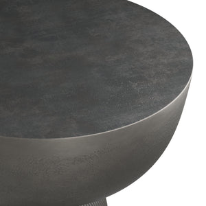English Elm Hughes Cast Aluminum Side Table - Hand-Finished Black Nickel Tulip Design, Versatile 23.6" Height B136P239034