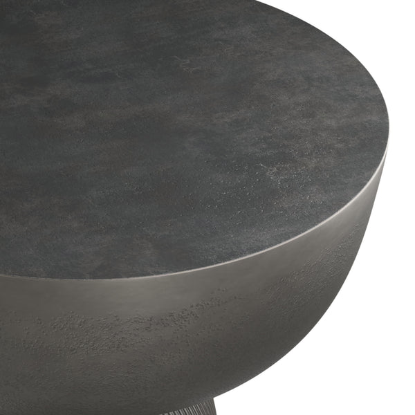 English Elm Hughes Cast Aluminum Side Table - Hand-Finished Black Nickel Tulip Design, Versatile 23.6" Height B136P239034