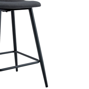 English Elm Modern Quilted Pu Leather Barstools Set of Two with Black Metal Legs for Kitchen Islands W1151P242028