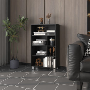 English Elm Bookcase Midway Black - Versatile Engineered Wood Office Shelf Unit with Multi-Size Storage, Durable Finish B092P245912