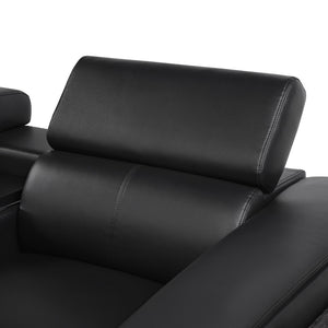 English Elm Nova Tech Sectional with Led Bar Bluetooth Speakers Power Recliners and Freezer Console Black B009S02165