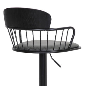 English Elm Nash Swivel Adjustable Barstool Gray Faux Leather Seat Industrial Modern Kitchen B2736P464841