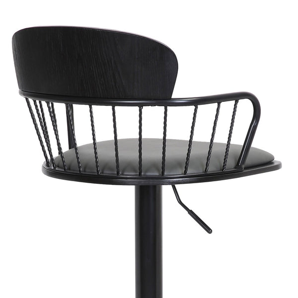 English Elm Nash Swivel Adjustable Barstool Gray Faux Leather Seat Industrial Modern Kitchen B2736P464841