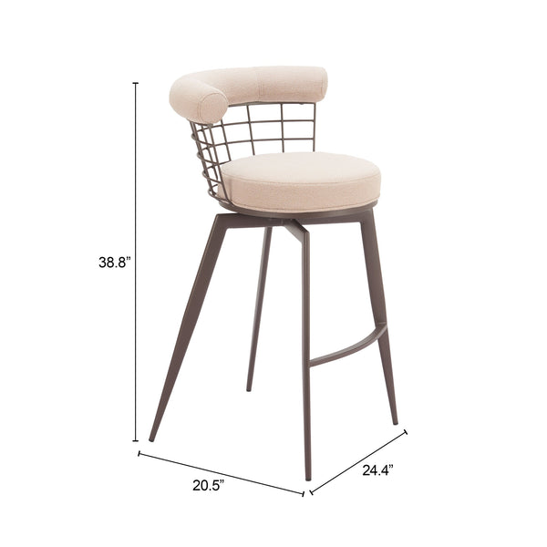 Zuo Modern Saku Swivel Barstool In Beige & Brown - Modern Design With Durable Fabric For Home Or Hospitality Use Beige 100% Polyester,Steel 110821-zuo-modern