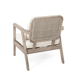 English Elm Outdoor Acacia Wood Club Chair Deep Seating Woven Back Patio Lounge Resort Style N780P171149B