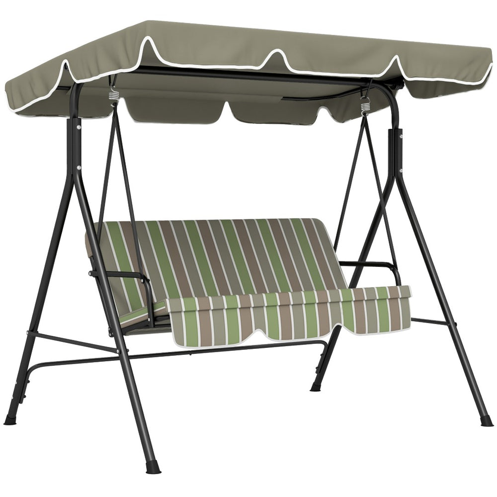 English Elm Outsunny 3 Person Porch Swing with Steel A-frame Uv Canopy and Cushioned Outdoor Seating W2225P200601