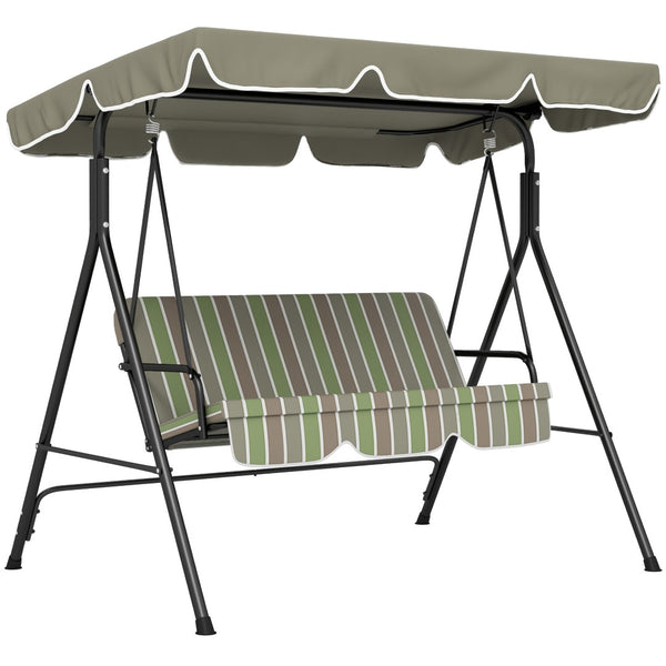 English Elm Outsunny 3 Person Porch Swing with Steel A-frame Uv Canopy and Cushioned Outdoor Seating W2225P200601