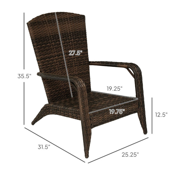 English Elm Soft Cushioned Wicker Adirondack Patio Chair with Tall Curved Back and Wide Armrests T3971P417319