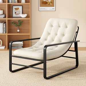 English Elm Accent Chair Plush Boucle Sherpa Upholstered Mid Century Reading Seat for Bedroom Beige T3623P411794