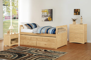 English Elm 4-drawer Vertical Pine Chest Compact Bedroom Storage with Smooth Glides Natural Finish B011P473068