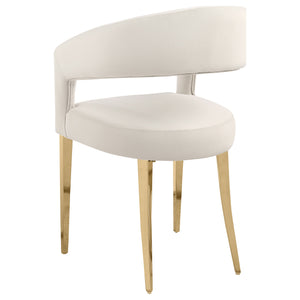 English Elm Rendina Velvet Upholstered Dining Armchair Set of 2 – Curved Open-Back Comfort with Luxe Foam Seating and Metal Frame Cream B062P299827