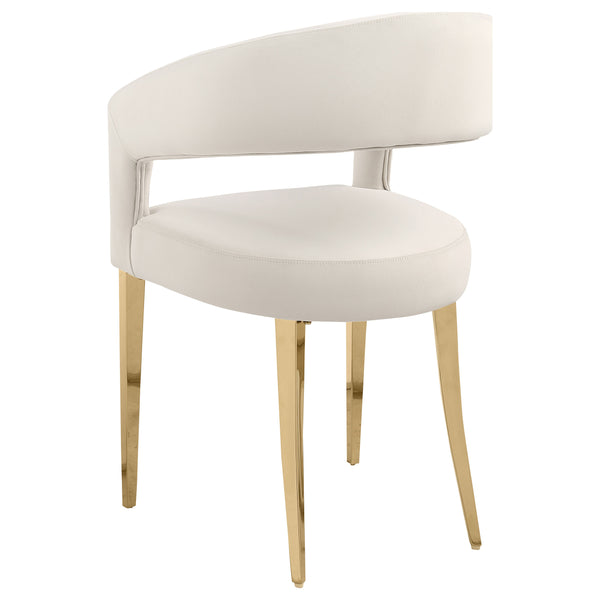 English Elm Rendina Velvet Upholstered Dining Armchair Set of 2 – Curved Open-Back Comfort with Luxe Foam Seating and Metal Frame Cream B062P299827