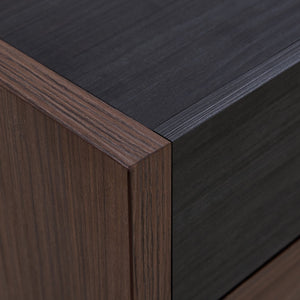 English Elm Set of 2 Extendable Rotating Storage Cabinets 32.5"-58.8" W, Black & Walnut Modern Buffet Sideboard SN845P261744D