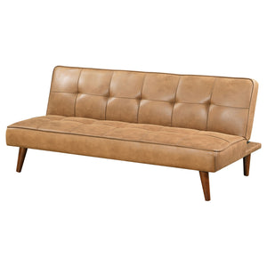 English Elm Ralston Upholstered Convertible Sofa Bed with Retro Angled Wood Legs, Leatherette Comfort & Springs Brown B062P353264