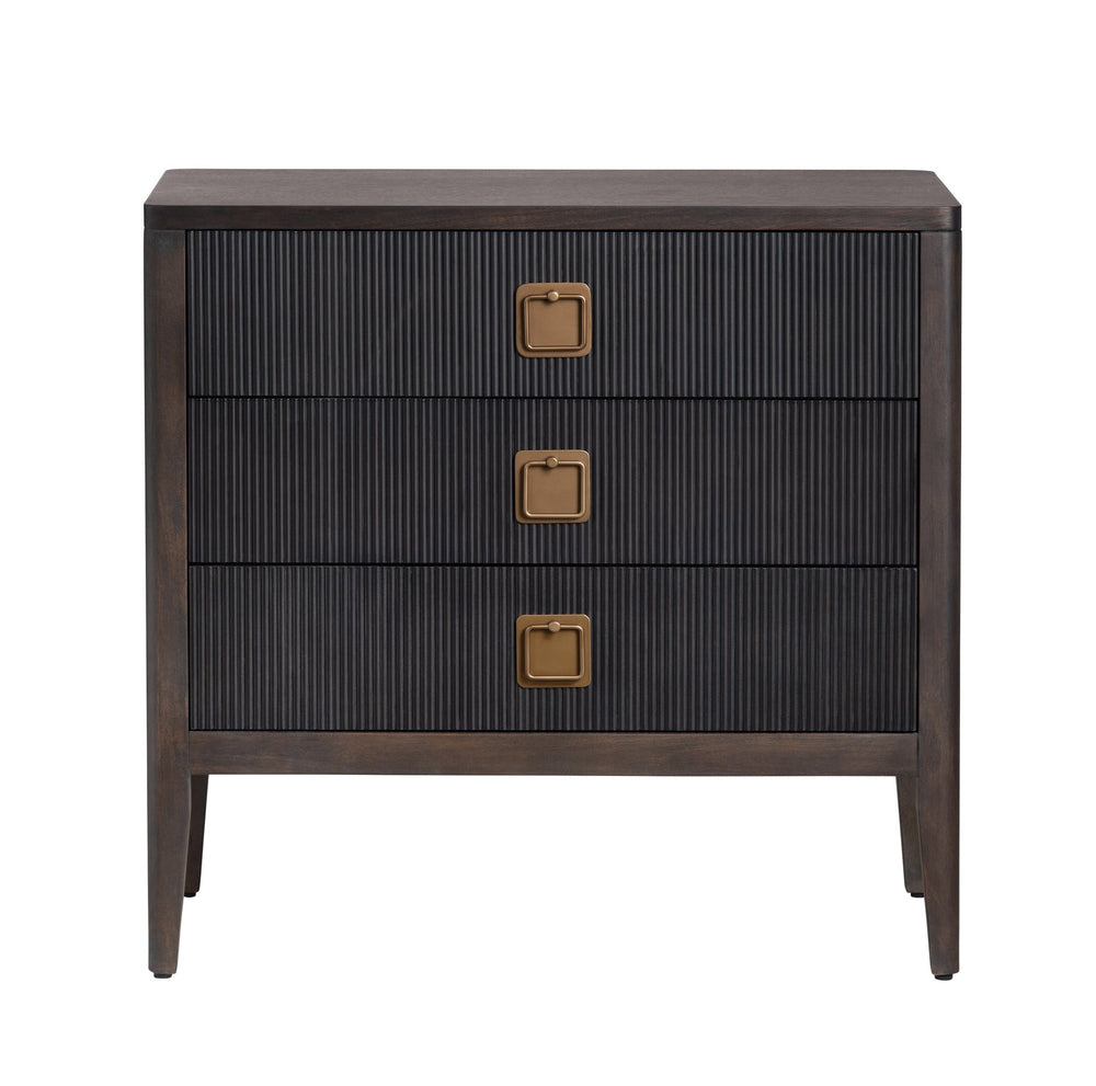 Crestview Collection Transitional 3 Drawer Accent Chest - Elegant Bayur Wood Cabinet With Reeded Fronts & Copper Pulls Brown Solid Wood Cvfdr1048