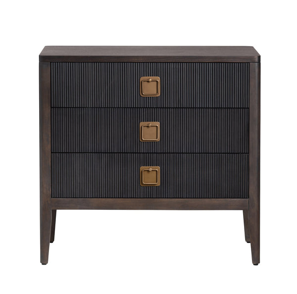 Crestview Collection Transitional 3 Drawer Accent Chest - Elegant Bayur Wood Cabinet With Reeded Fronts & Copper Pulls Brown Solid Wood Cvfdr1048
