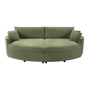 English Elm Oversized Double Chaise Lounge Sofa Bed With Usb Ports, Plush Comfort & Removable Pillows In Green N719S002160F-GIGA