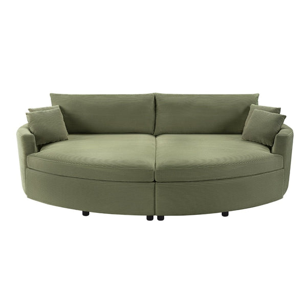 English Elm Oversized Double Chaise Lounge Sofa Bed With Usb Ports, Plush Comfort & Removable Pillows In Green N719S002160F-GIGA