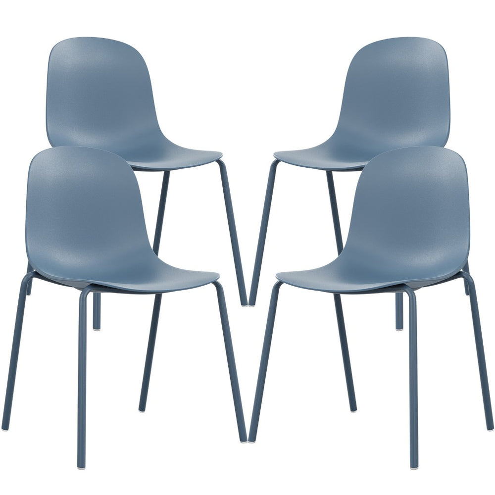 English Elm Modern Molded Plastic Stackable Dining Chairs Set of 4 with Slim Metal Legs Indoor Outdoor T3623P433664