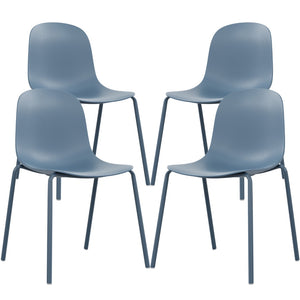 English Elm Modern Molded Plastic Stackable Dining Chairs Set of 4 with Slim Metal Legs Indoor Outdoor T3623P433664