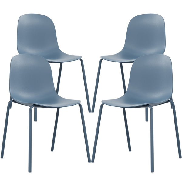 English Elm Modern Molded Plastic Stackable Dining Chairs Set of 4 with Slim Metal Legs Indoor Outdoor T3623P433664