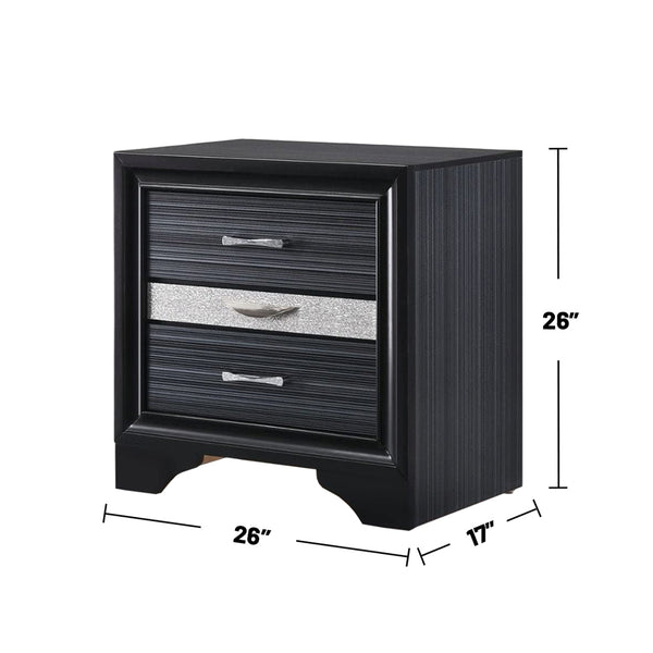 English Elm 2 Drawers And 1 Jewelry Drawer Nightstand - Elegant Black Storage With Modern Design & Organization B016P253286