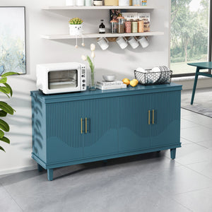 English Elm 59.84 Solid Wood 4-Door Cabinet Olive Green – 59.84"L Storage Buffet with 330lb Top, Stylish Durable Design W757P183287