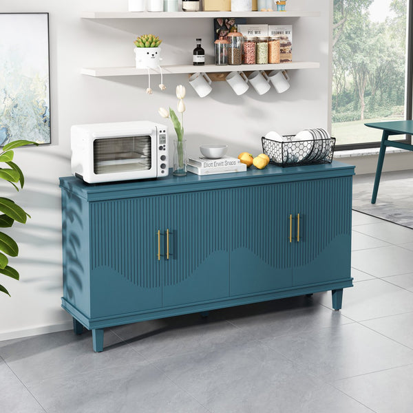 English Elm 59.84 Solid Wood 4-Door Cabinet Olive Green – 59.84"L Storage Buffet with 330lb Top, Stylish Durable Design W757P183287