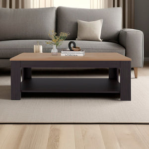 English Elm Wenge Rectangular Coffee Table With Lower Shelf – Modern Oak Design, Clean Lines & Functional Elegance B062P380044-GIGA