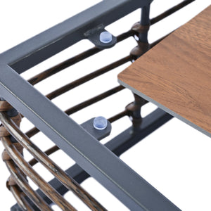 English Elm TOPMAX Modern Minimalist 7-Piece Metal Patio Sectional Sofa Set with All-Weather Rattan, Cushions and Coffee Table for Versatile Indoor Outdoor Entertaining DARK GREY SP100026AAE