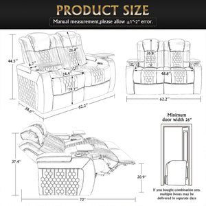 English Elm Fa-601-coffee-1lg Nappa Leather Power Recliner with Rgb Lighting and Theater Comfort D1048117458