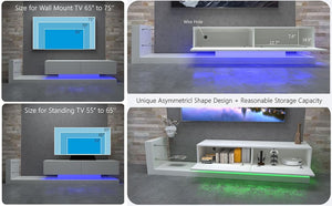 English Elm [new New Update Led Tv Stand with Power Outlet Fits 75 Inch Screens Modern Console White W1701P413007