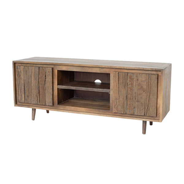 English Elm 55x16x22.5" Modern TV Cabinet Recycle Wood Two-Door Acacia Mango Blend Ample Storage Stylish Base 56.1x27x25 W2078P180767