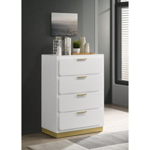 English Elm Sophia 4-Drawer Chest - Modern White Storage Solution With Gold Accents For Stylish Organization B062P353393-GIGA