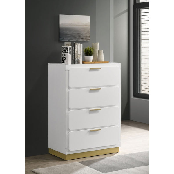 English Elm Sophia 4-Drawer Chest - Modern White Storage Solution With Gold Accents For Stylish Organization B062P353393-GIGA